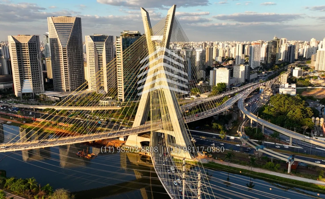 Cable stayed bridge cityscape sao paulo brazil