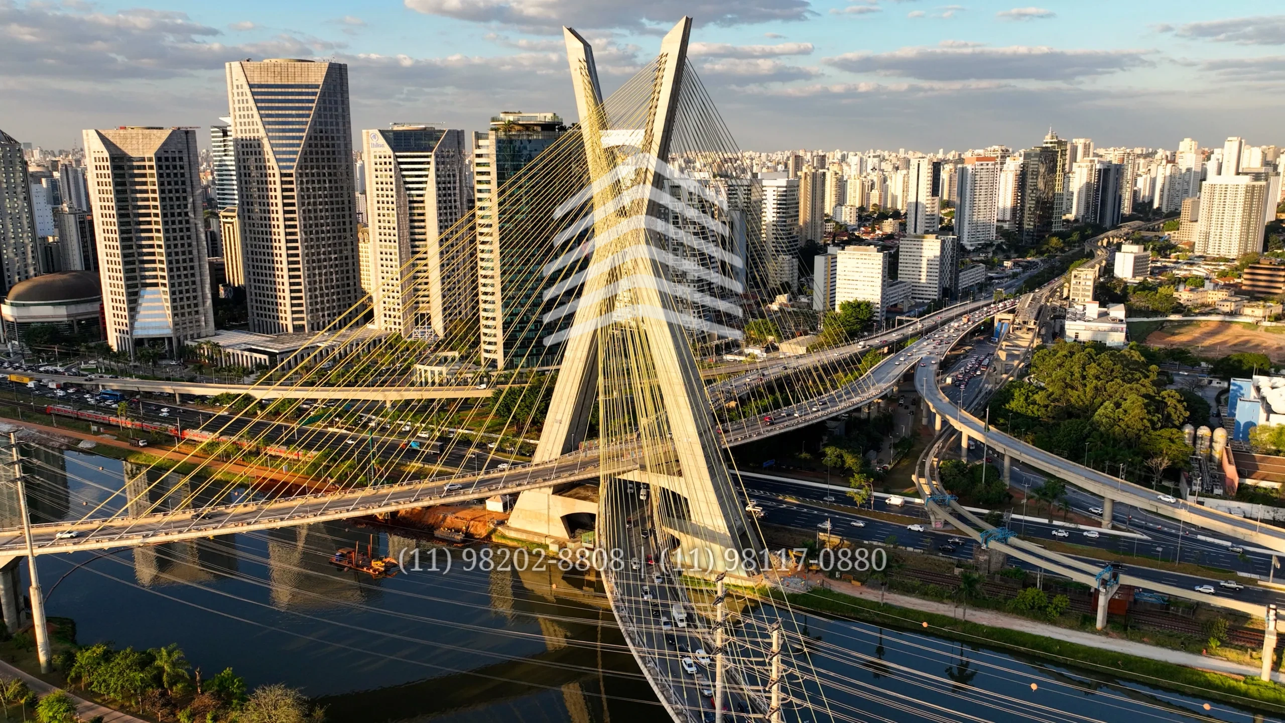 Cable stayed bridge cityscape sao paulo brazil